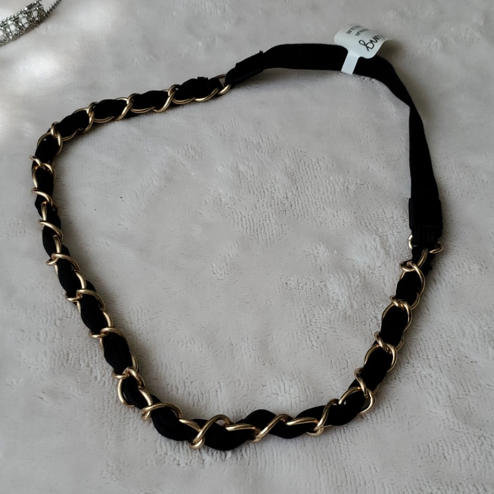 3 piece Headband Set Rhinestone Chain & Silver - Picture 3 of 5